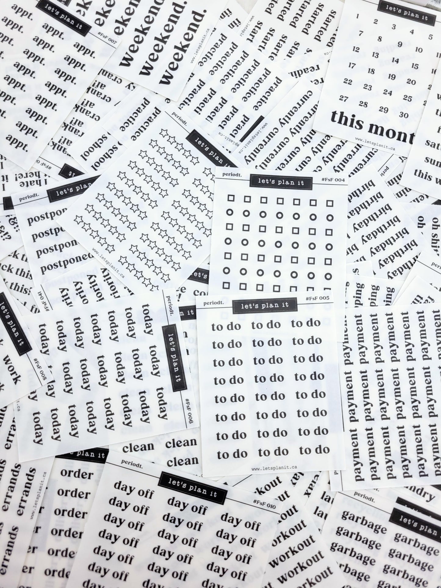 #FSF - Periodt. FONT | 60 OPTIONS! | BLACK | Transparent matte