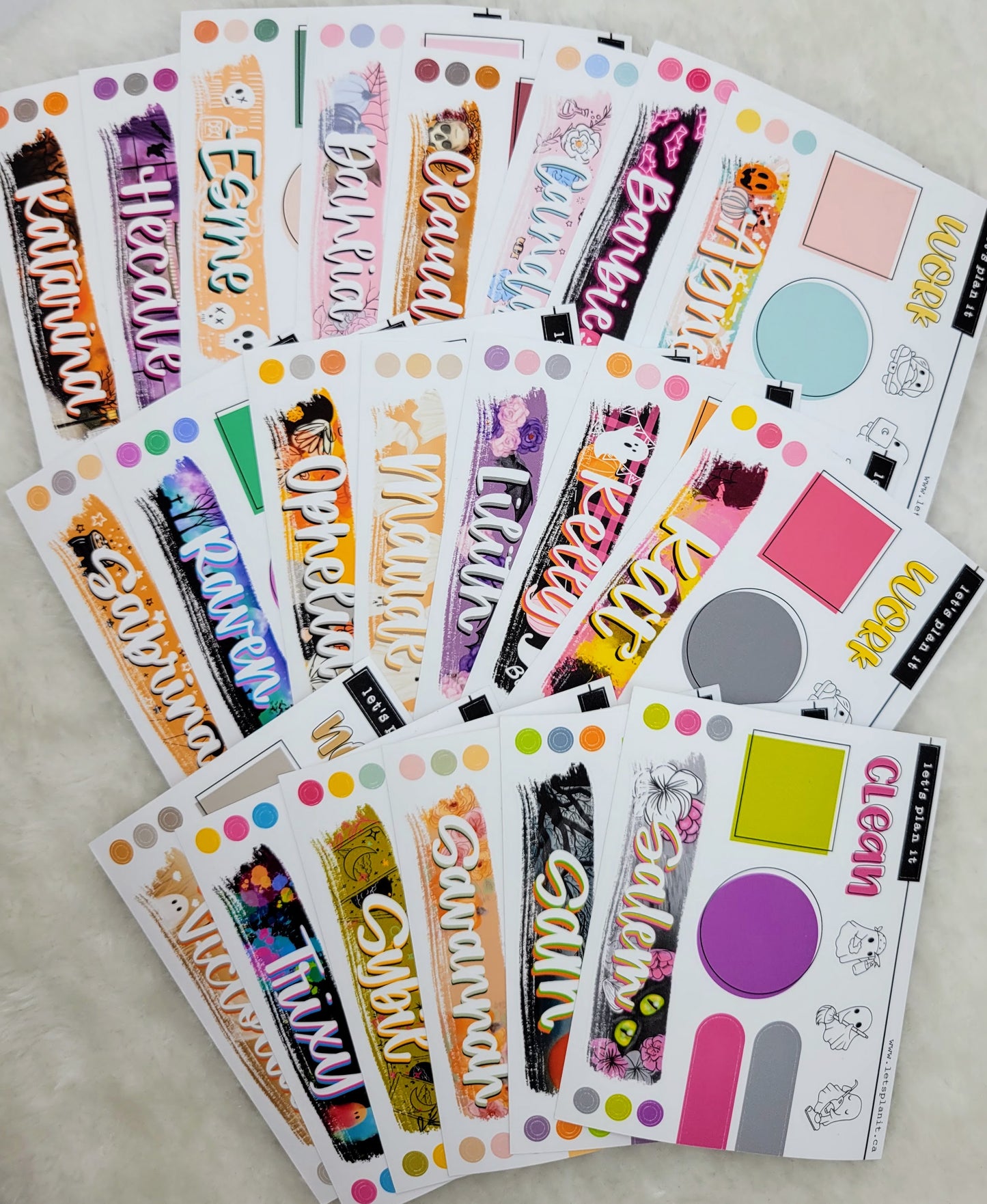 Name banner sticker sheets
