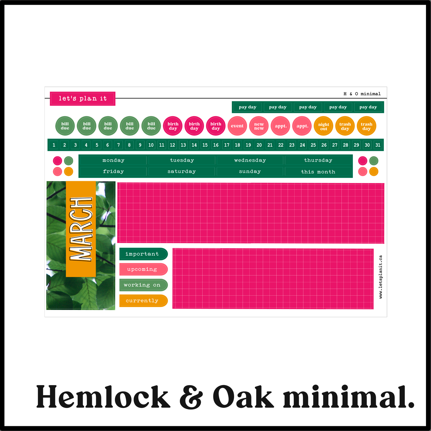 Monthly Kit: March | 8 layout options | March or Blank