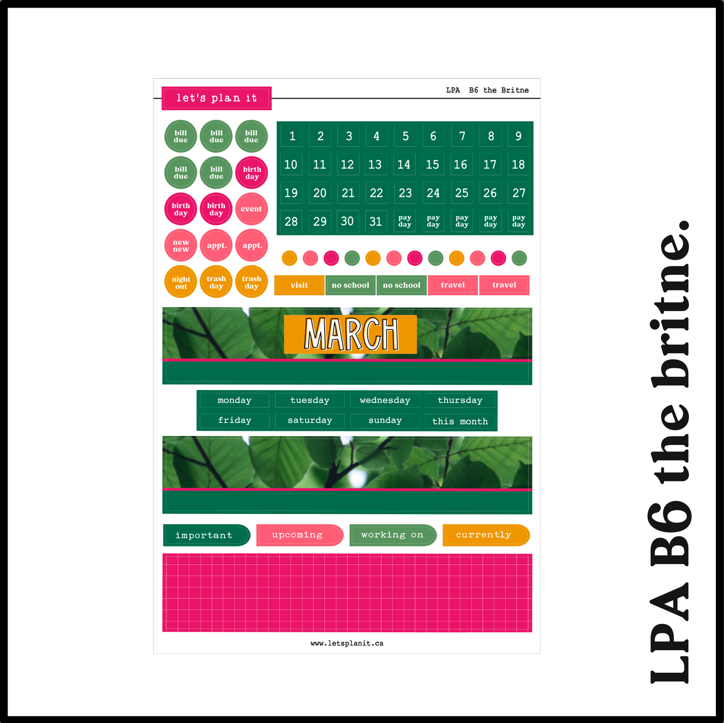 Monthly Kit: March | 8 layout options | March or Blank