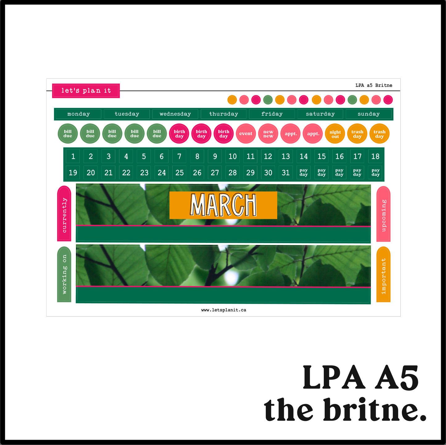 Monthly Kit: March | 8 layout options | March or Blank
