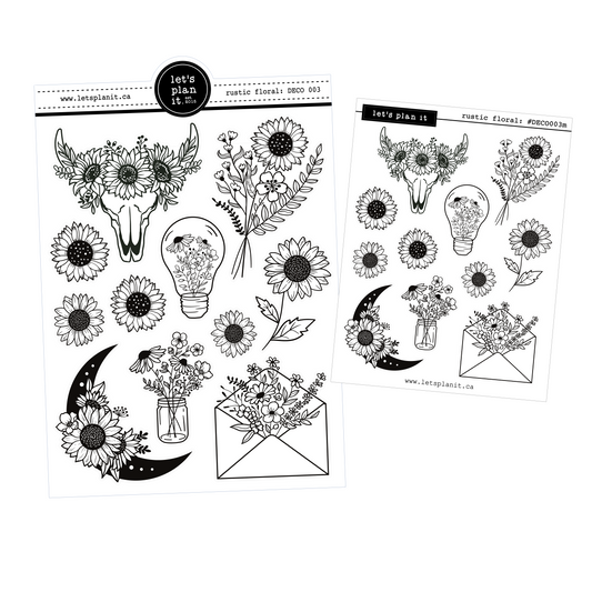 Rustic Floral |  Deco stickers | 2 sizes