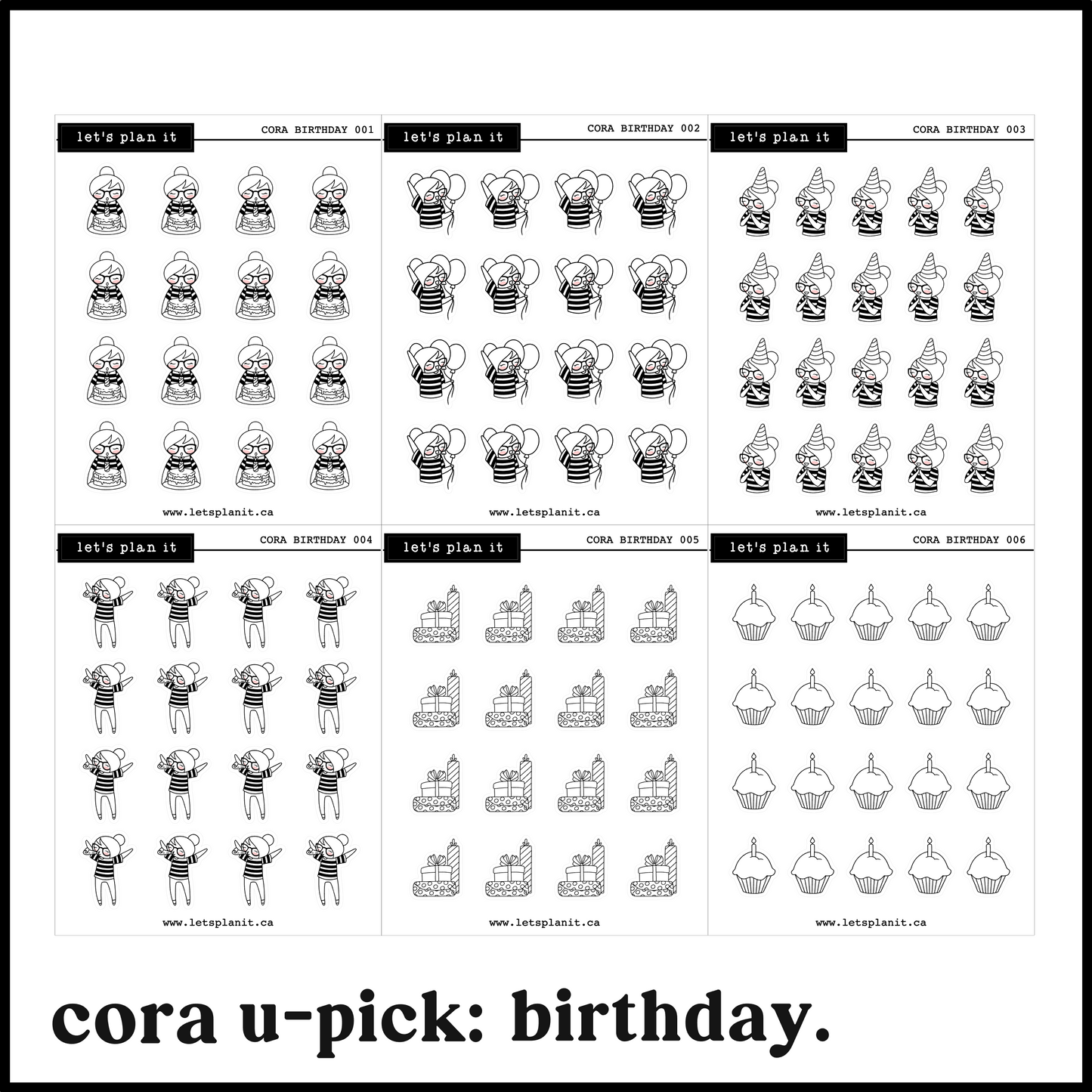 Cora | Birthday | character stickers