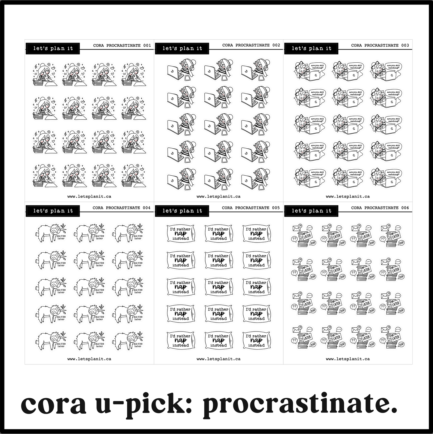 Cora | Procrastinate | character stickers
