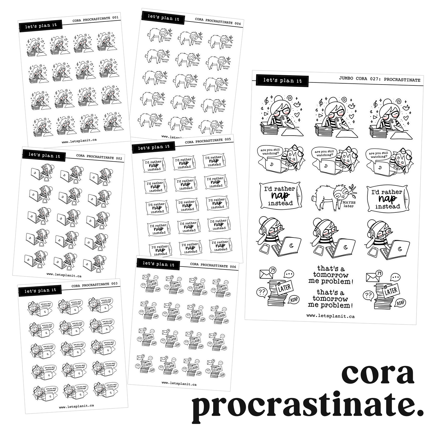 Cora | Procrastinate | character stickers