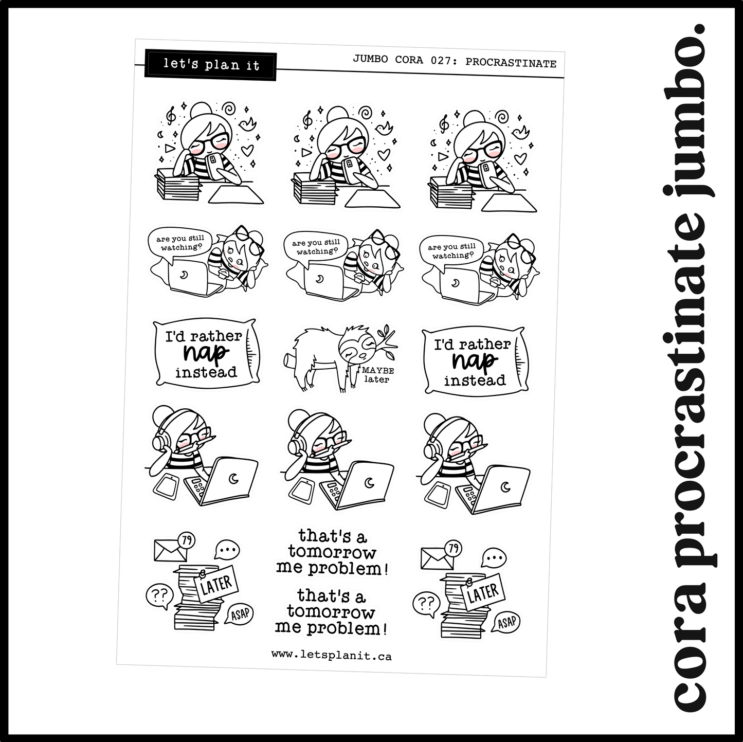 Cora | Procrastinate | character stickers