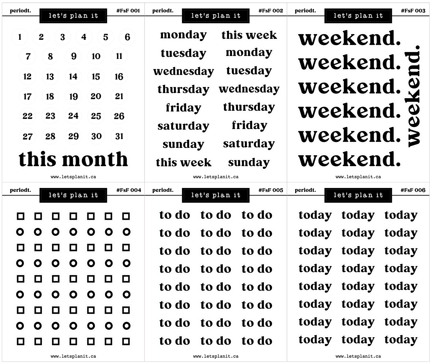 #FSF - Periodt. FONT | 60 OPTIONS! | BLACK | Transparent matte