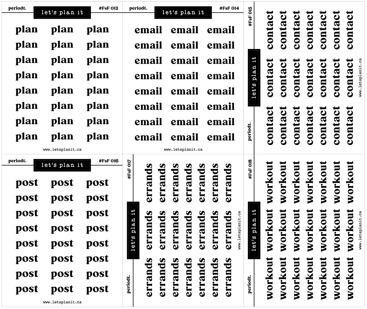 #FSF - Periodt. FONT | 60 OPTIONS! | BLACK | Transparent matte