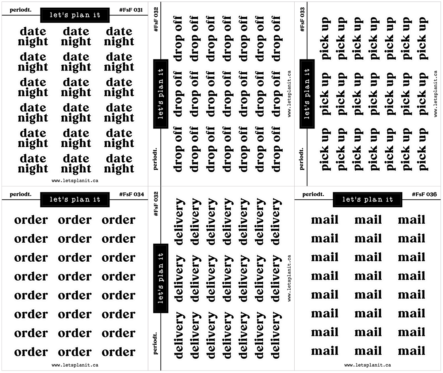 #FSF - Periodt. FONT | 60 OPTIONS! | BLACK | Transparent matte