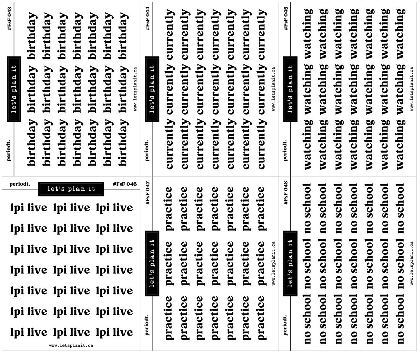 #FSF - Periodt. FONT | 60 OPTIONS! | BLACK | Transparent matte