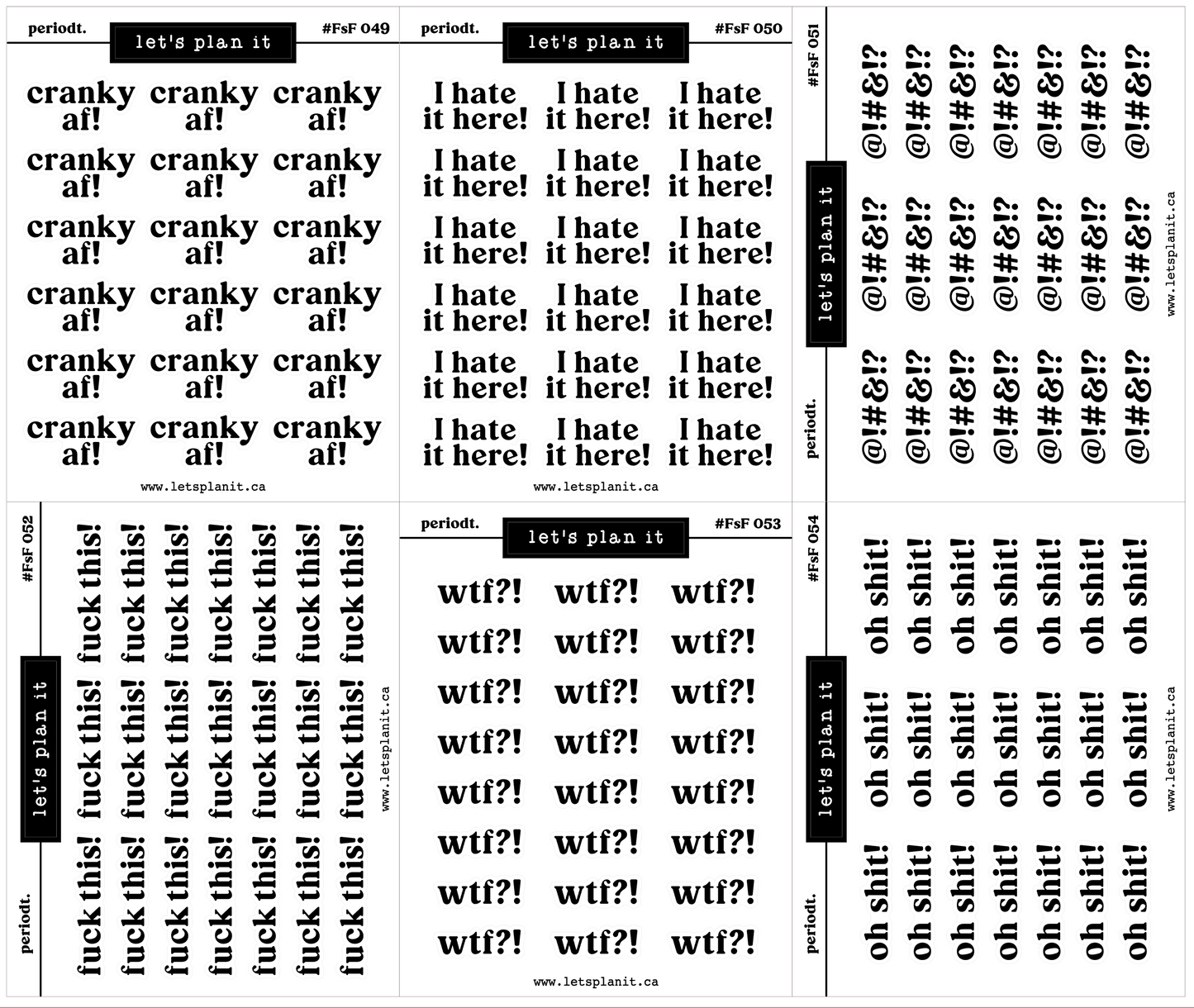 #FSF - Periodt. FONT | 60 OPTIONS! | BLACK | Transparent matte