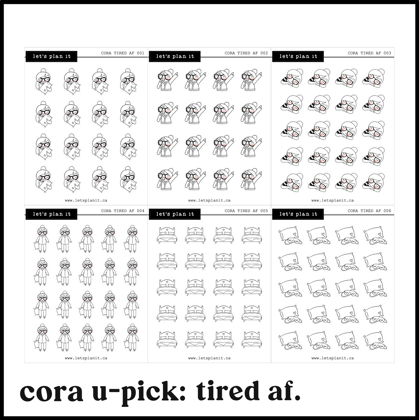Cora | Tired af | character stickers