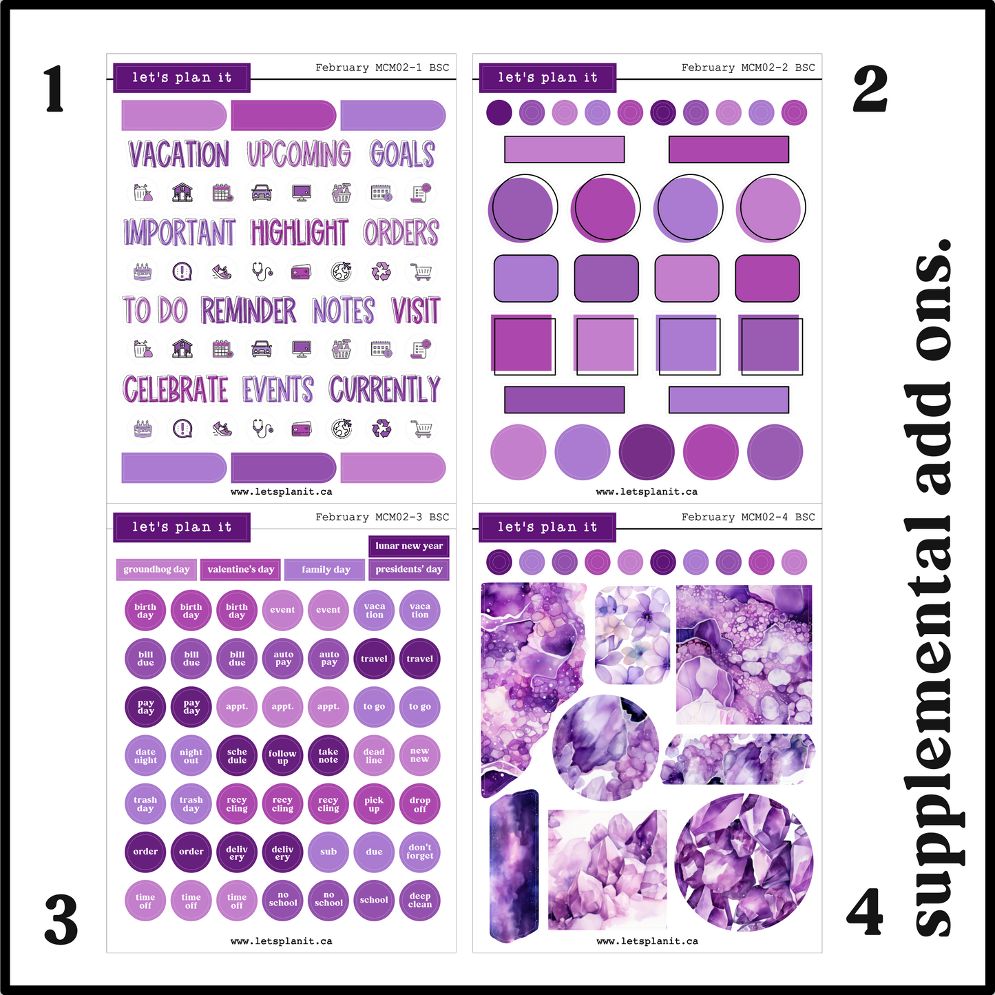 Monthly Kit: February birthstone | 8 layout options | February or Blank