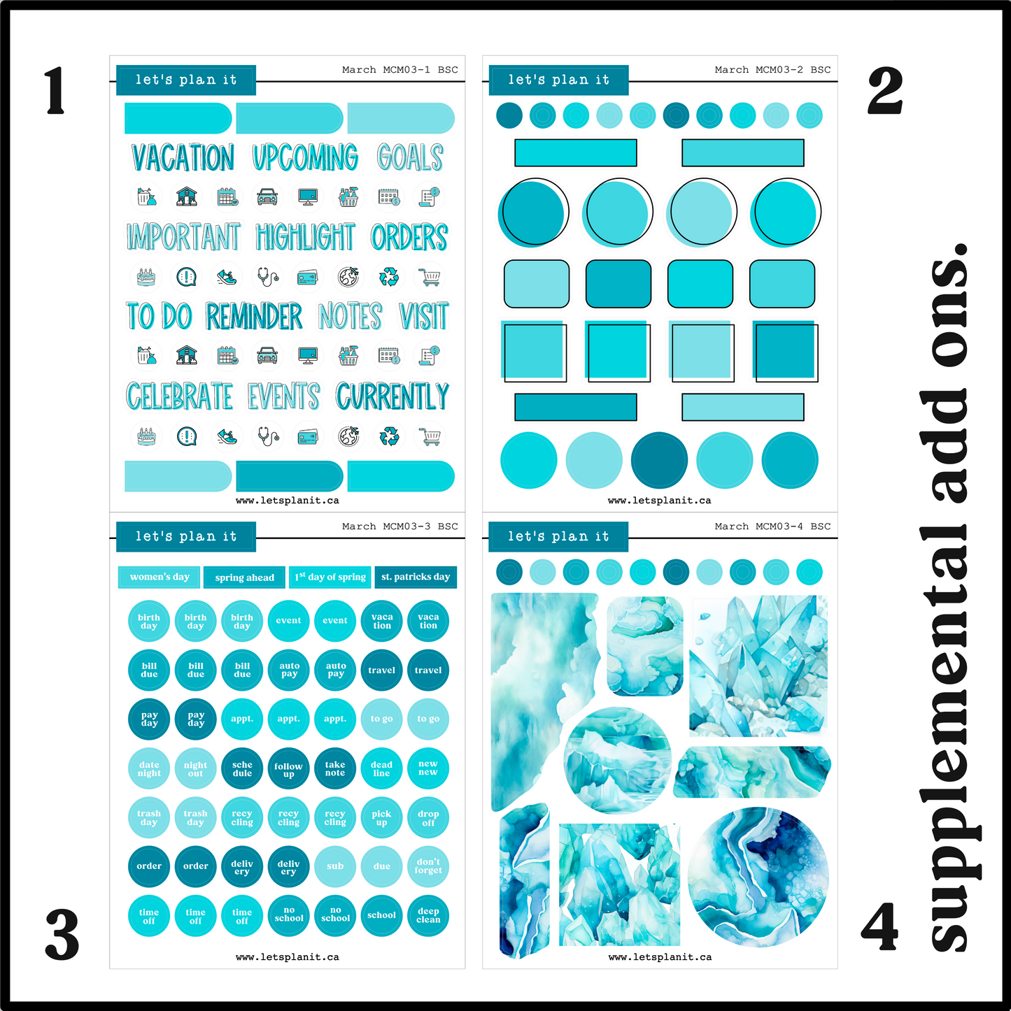 Monthly Kit: March birthstone | 8 layout options | March or Blank