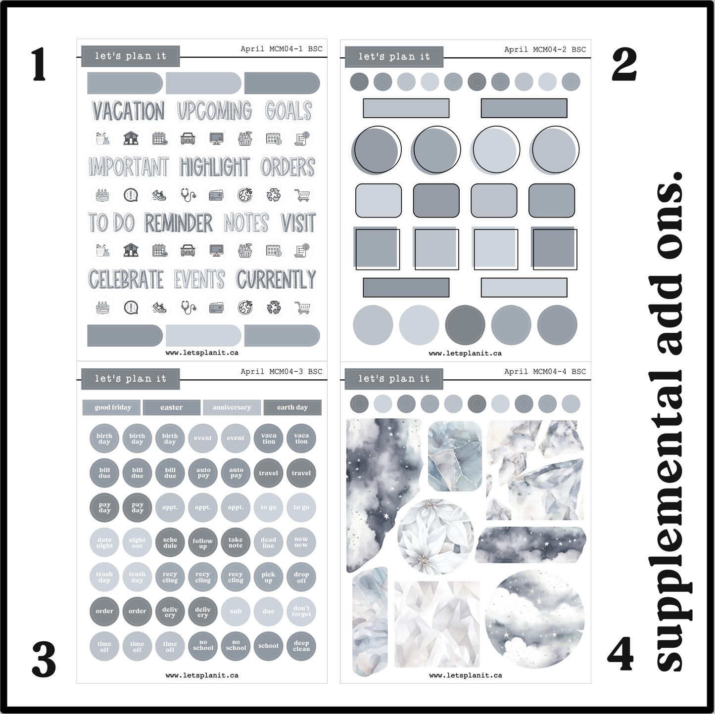 Monthly Kit: April birthstone | 8 layout options | April or Blank
