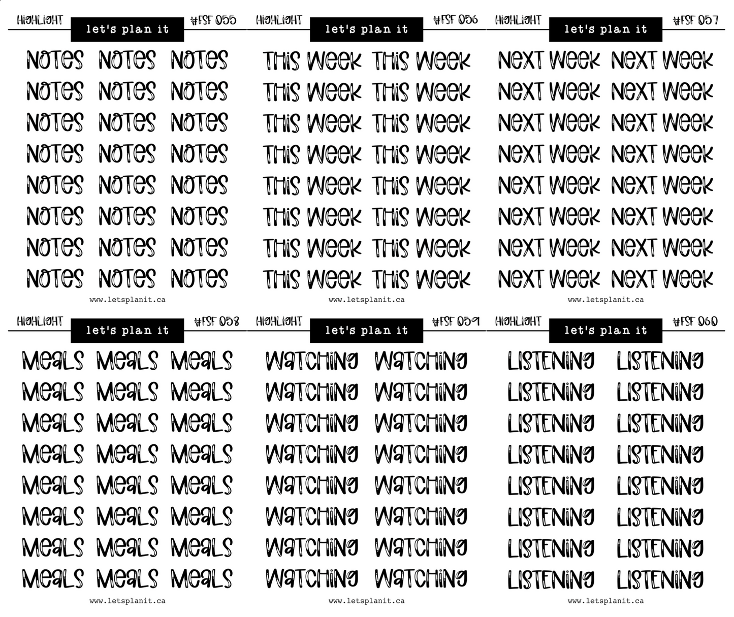 #FSF - Highlight FONT | 60 OPTIONS! | BLACK | Premium matte