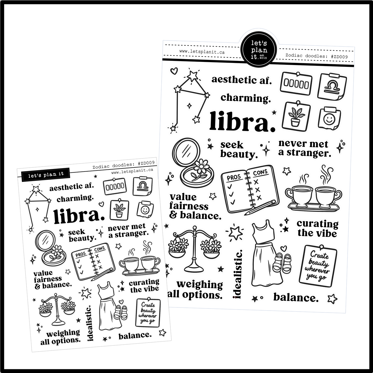 Zodiac Libra | Deco stickers | 2 sizes | 2 paper types