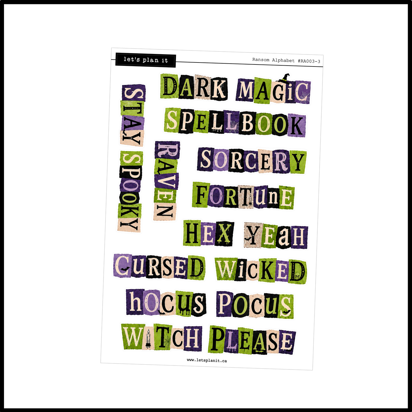 Ransom Alphabet Letters & Words | Green Purple | 2 paper types