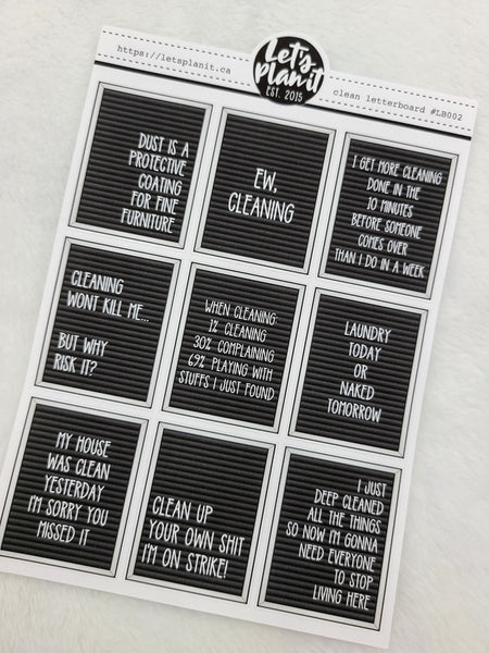 Funny/ Sassy Cleaning letter boards