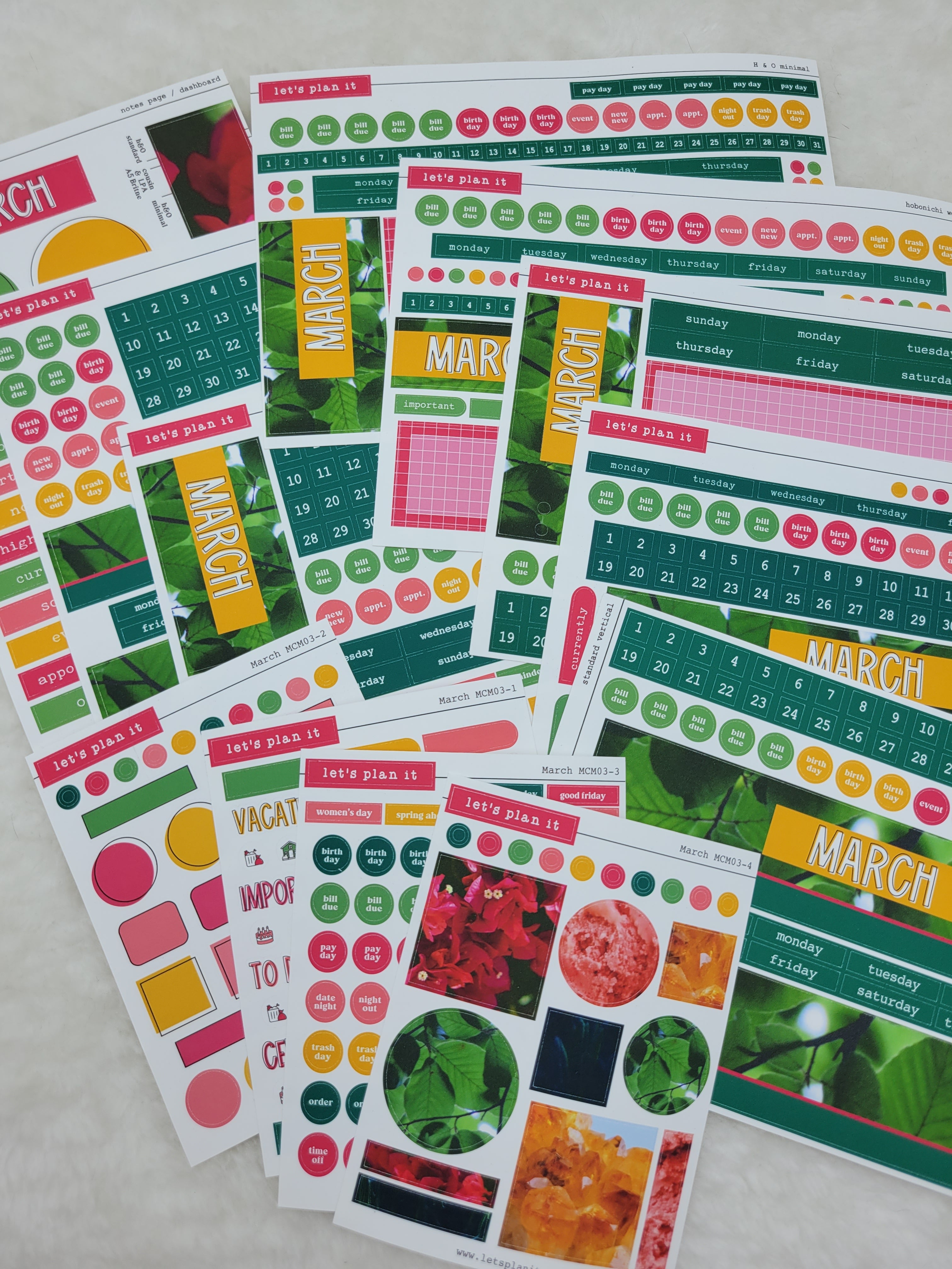March Colorful Layout Monthly Kit: March | 8 layout options | March or Blank – LetsPlanIt