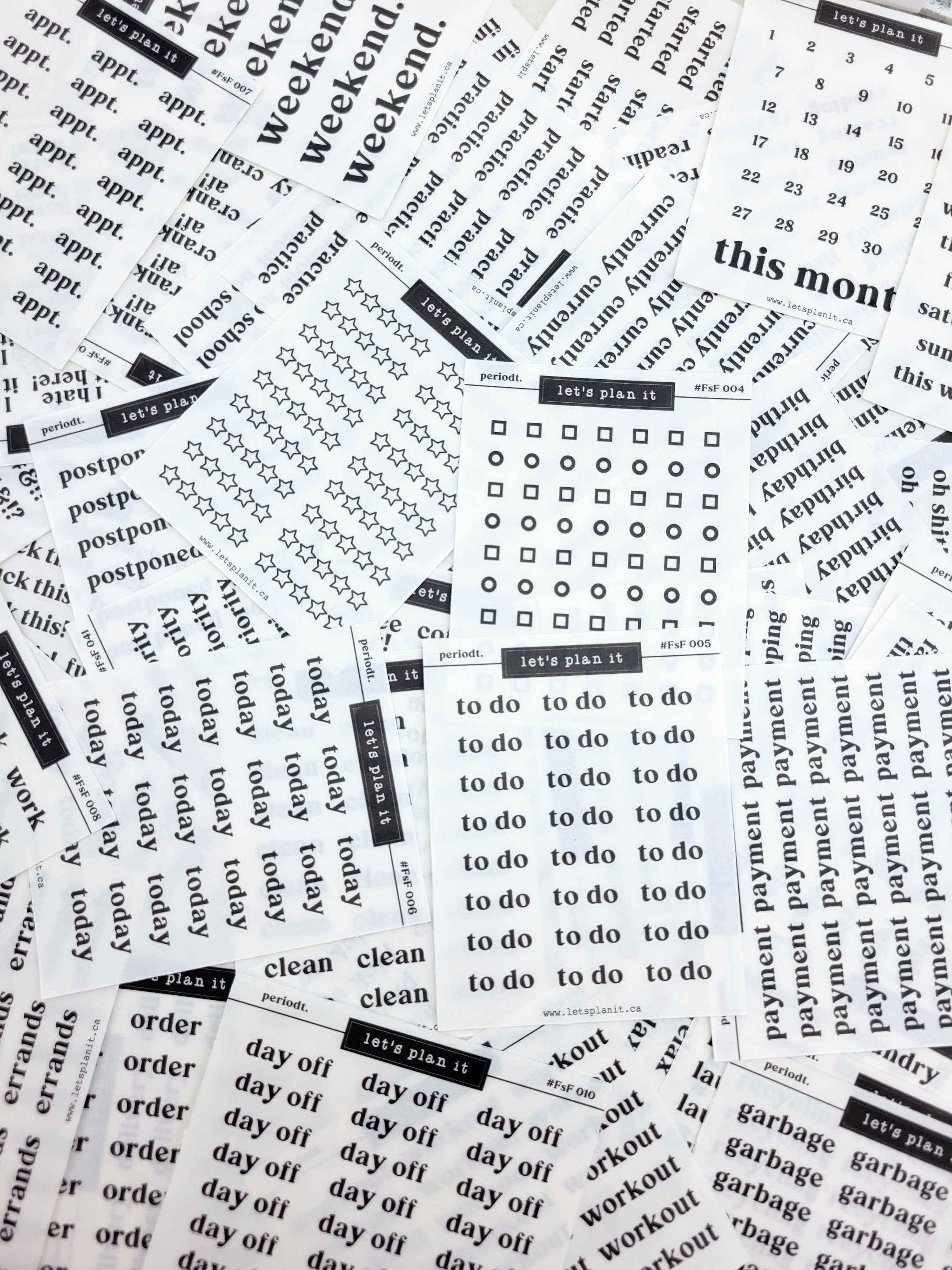 #FSF - Periodt. FONT | 60 OPTIONS! | BLACK | Transparent matte – LetsPlanIt