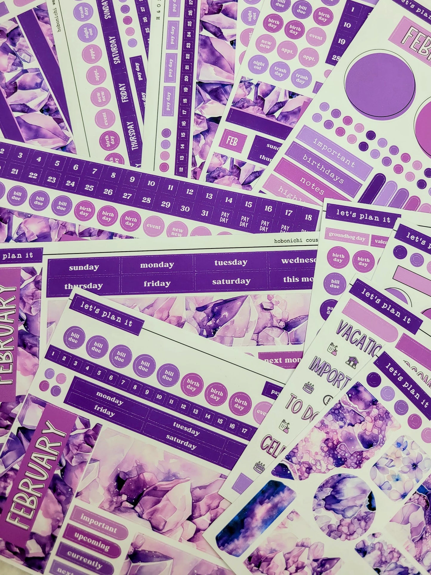 Monthly Kit: February birthstone | 8 layout options | February or Blank