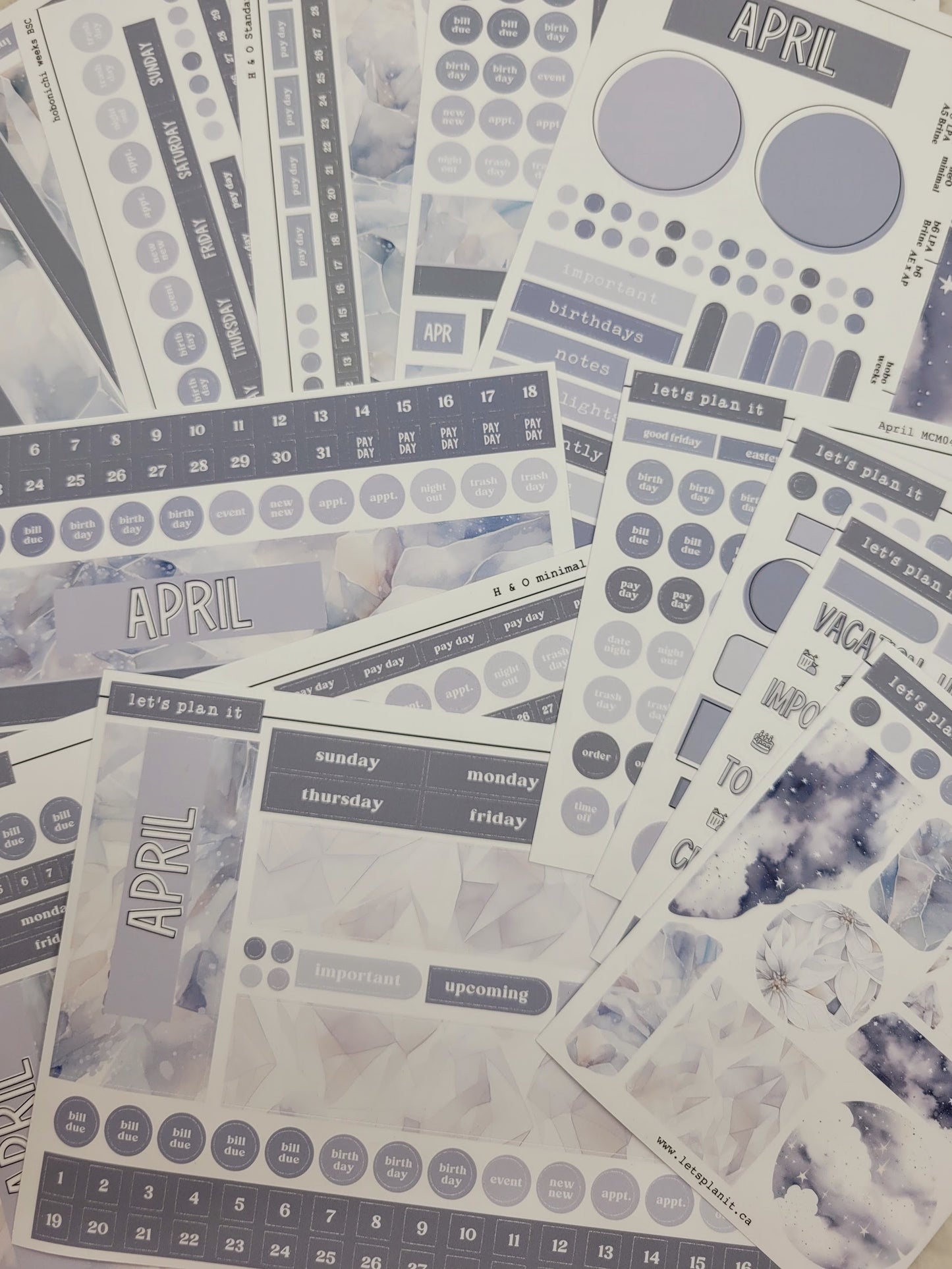 Monthly Kit: April birthstone | 8 layout options | April or Blank