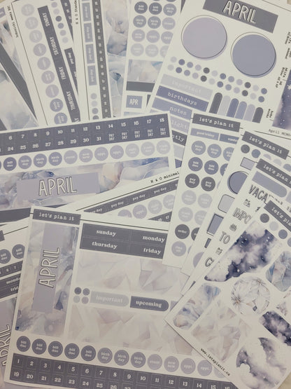 Monthly Kit: April birthstone | 8 layout options | April or Blank