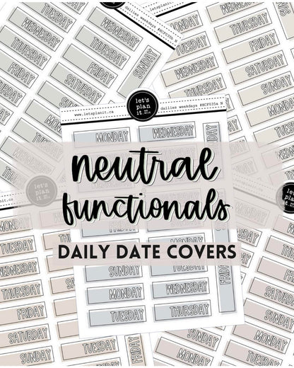 -- NEUTRAL FUNCTIONALS | Daily Date Covers