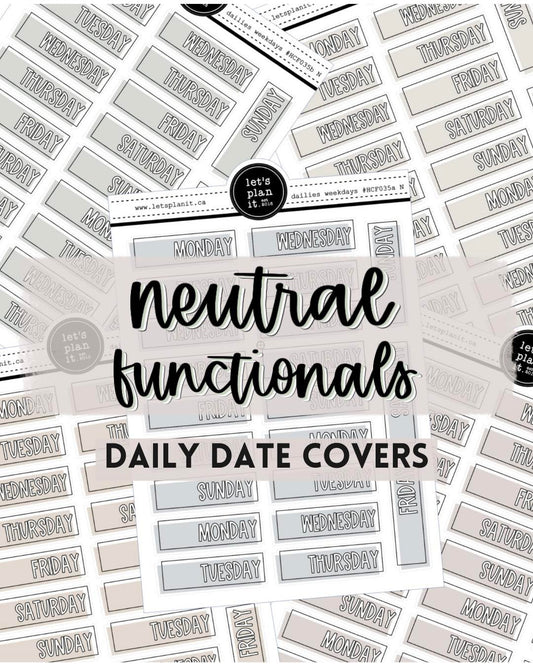 -- NEUTRAL FUNCTIONALS | Daily Date Covers