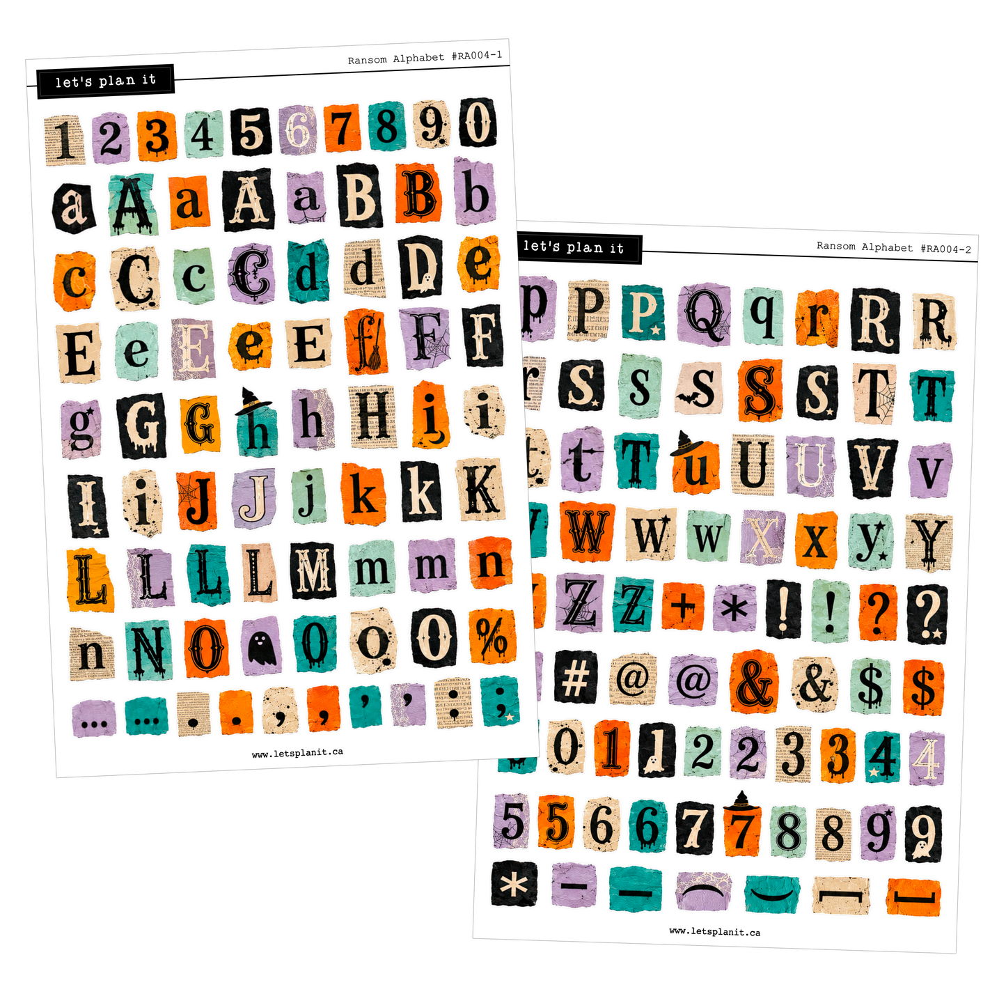 Ransom Alphabet Letters & Words | Teal Orange | 2 paper types
