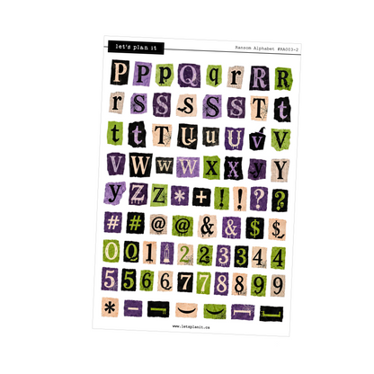 Ransom Alphabet Letters & Words | Green Purple | 2 paper types