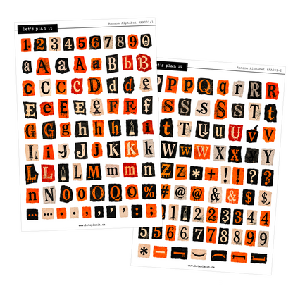 Ransom Alphabet Letters & Words | Orange Black | 2 paper types