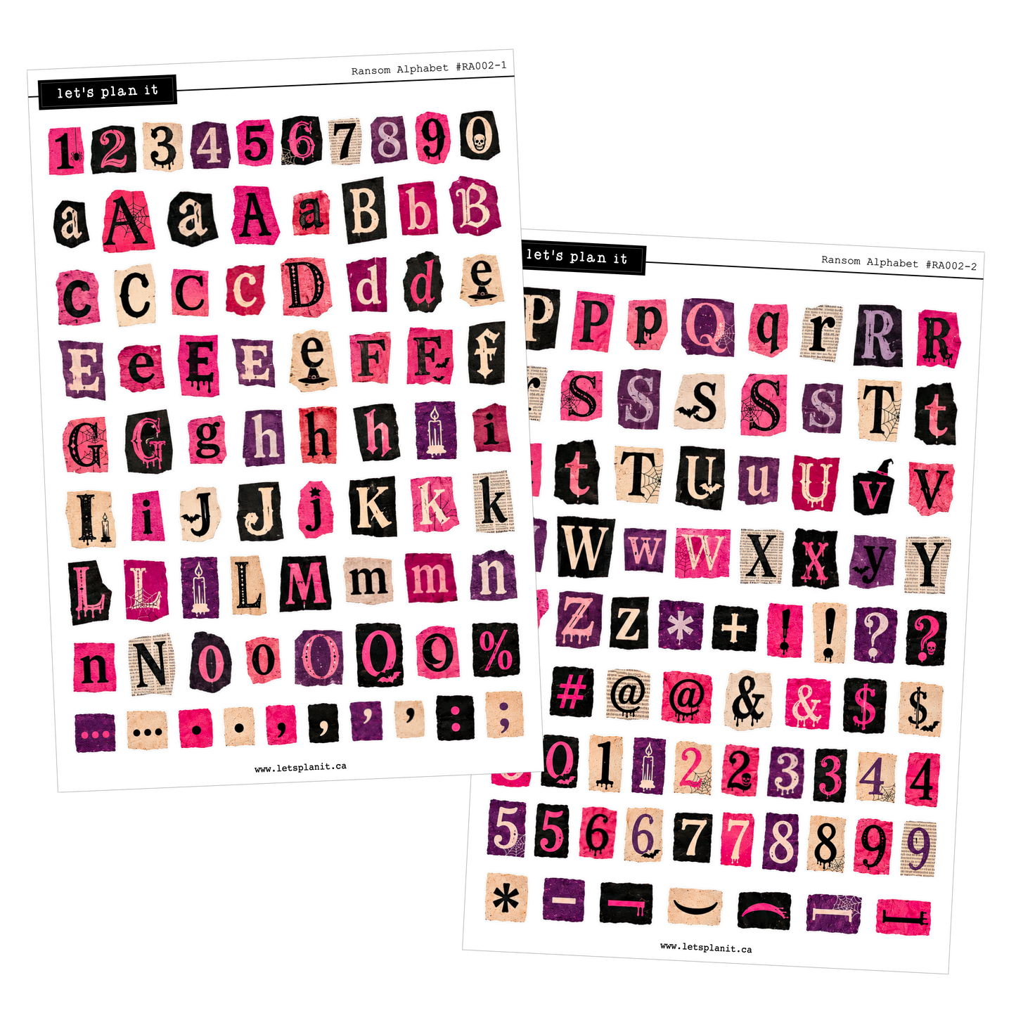 Ransom Alphabet Letters & Words | Pink Purple | 2 paper types