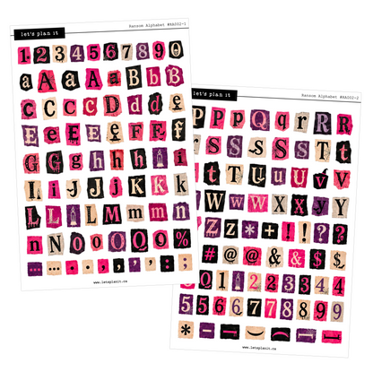 Ransom Alphabet Letters & Words | Pink Purple | 2 paper types