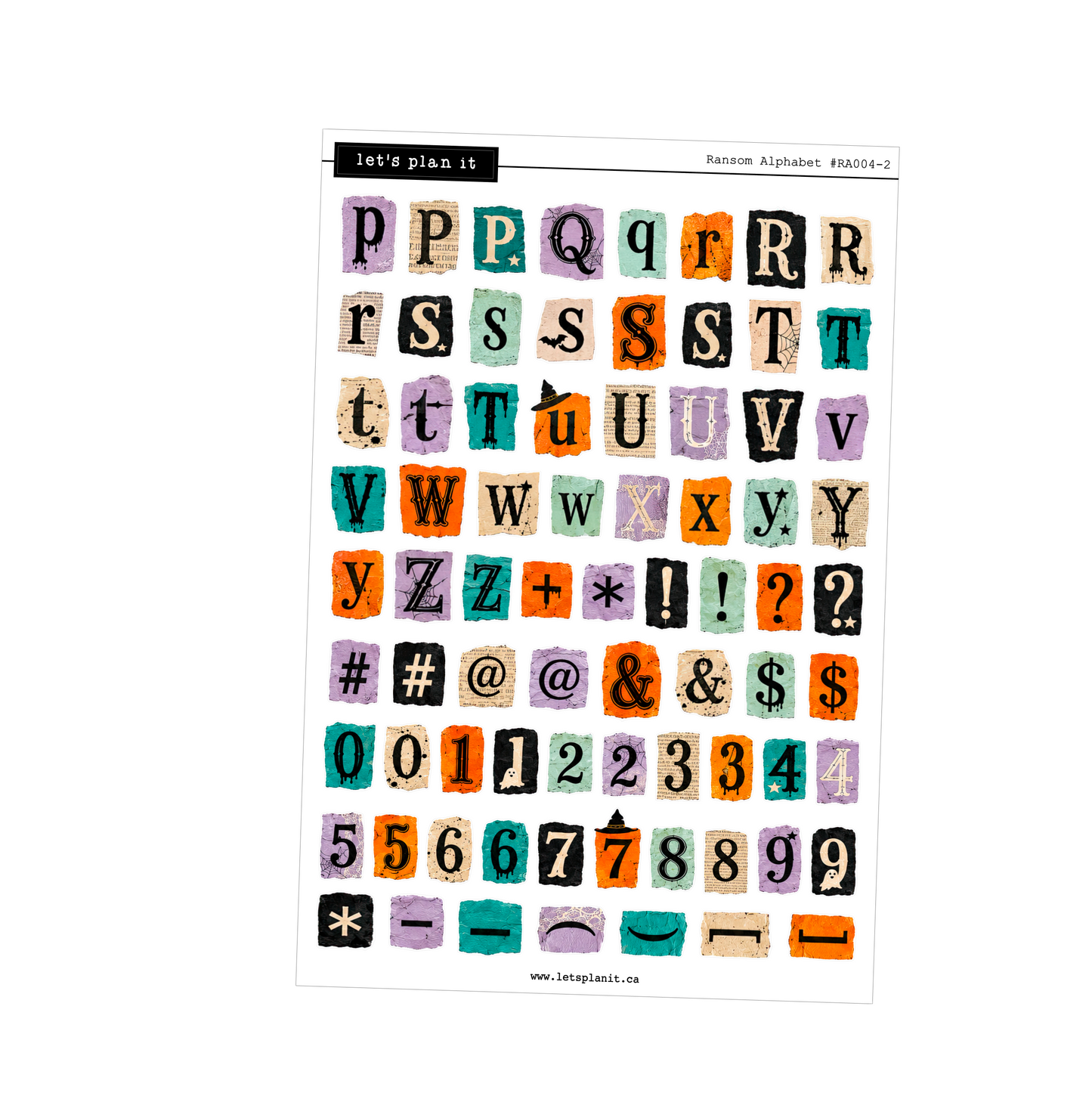Ransom Alphabet Letters & Words | Teal Orange | 2 paper types