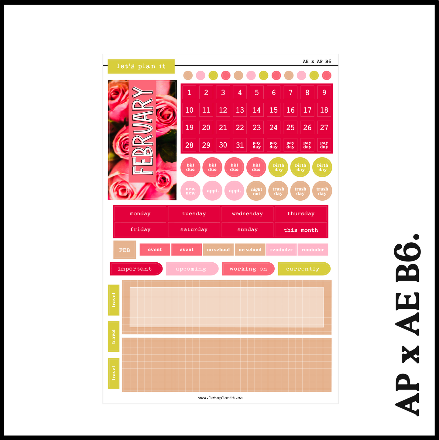 Monthly Kit: February | 8 layout options | February or Blank