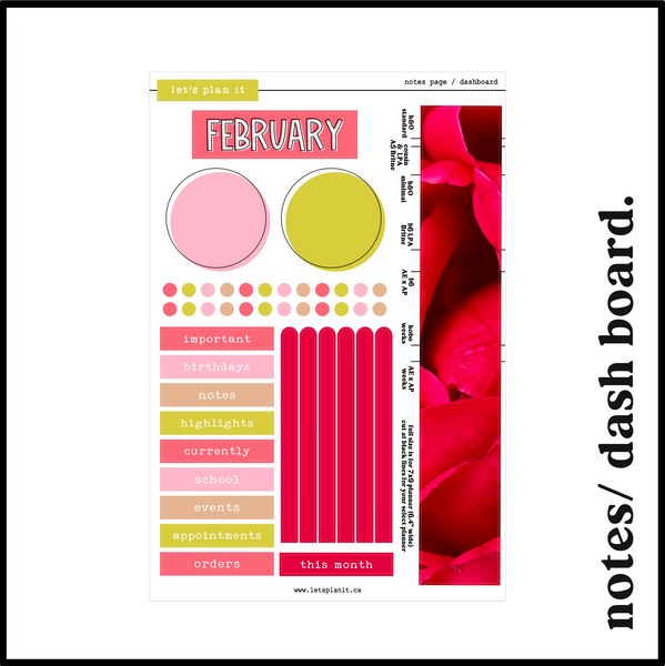 February monthly kit | 8 layout options | February or Blank