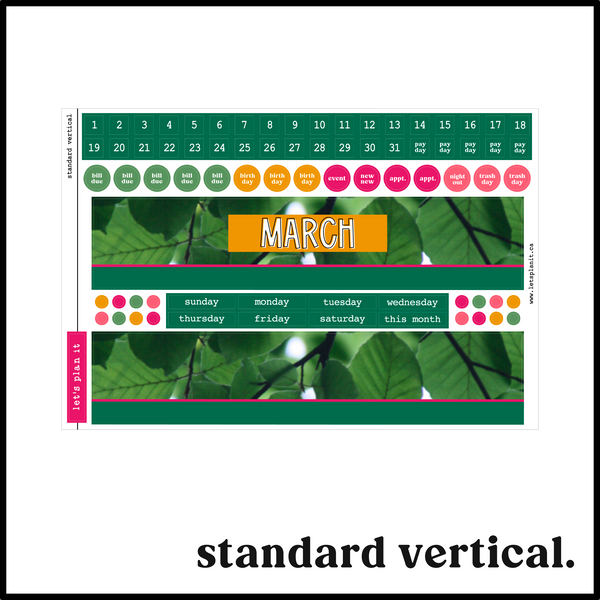 March monthly kit | 8 layout options | March or Blank