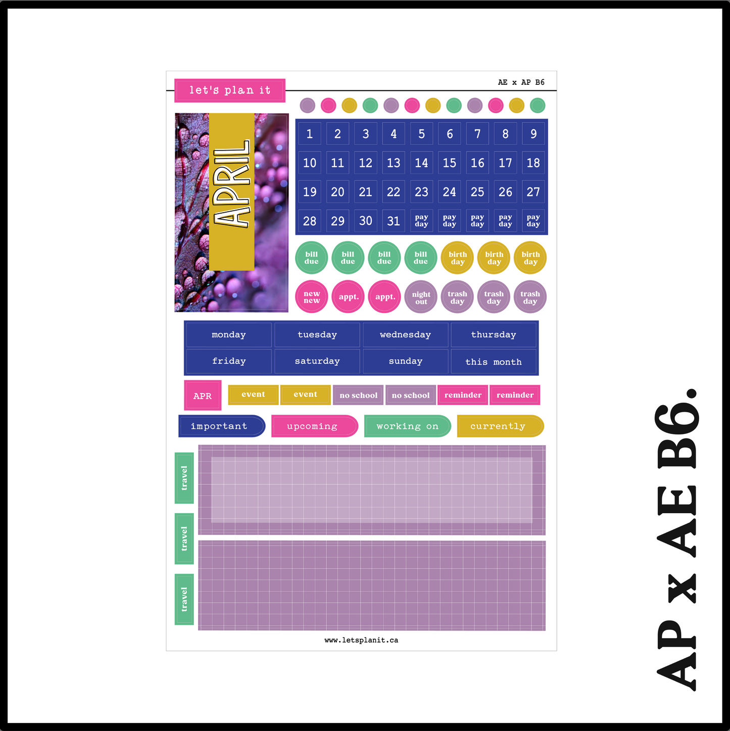 Monthly Kit: April | 8 layout options | April or Blank