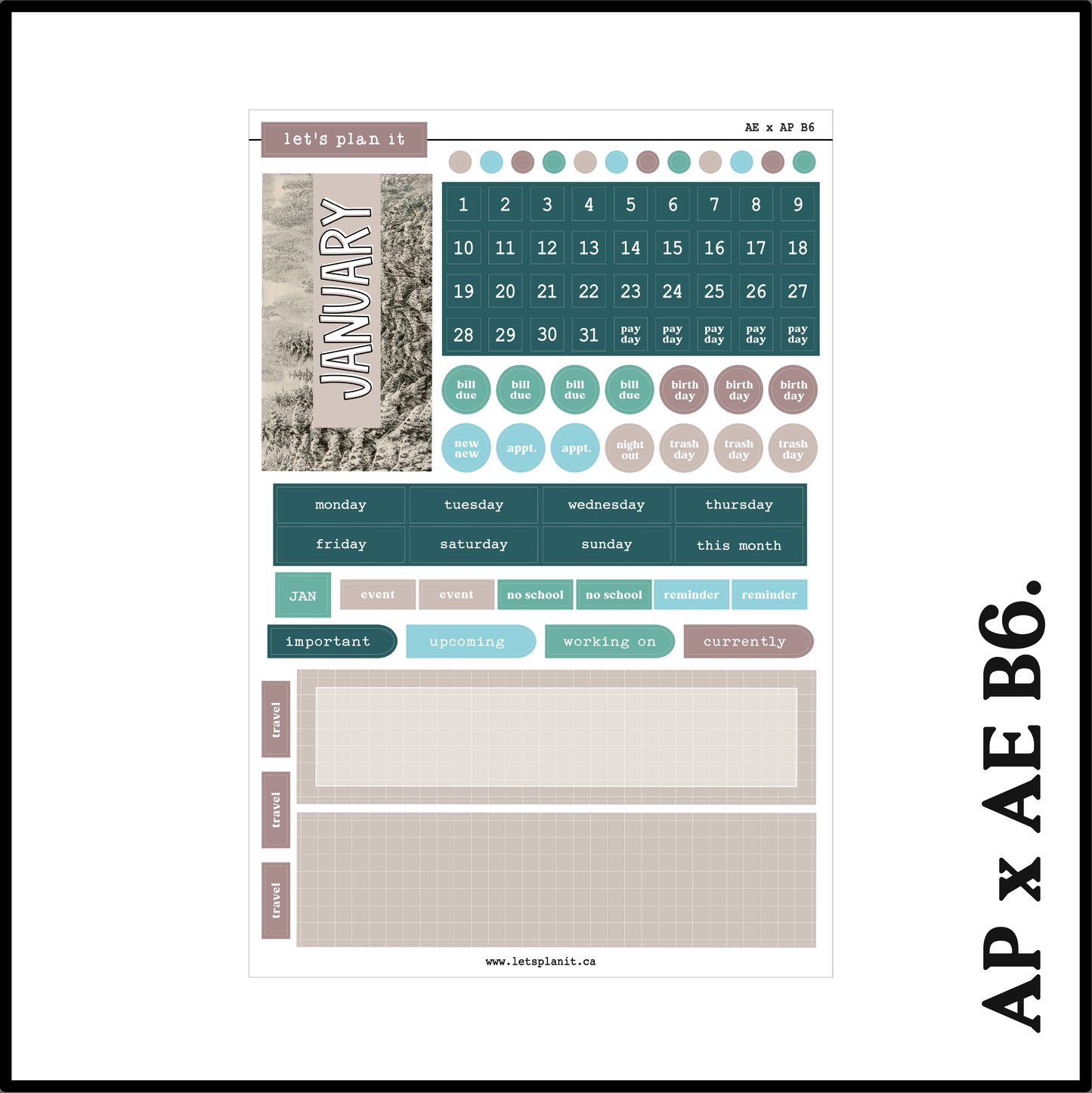 Monthly Kit: January | 8 layout options | January or Blank