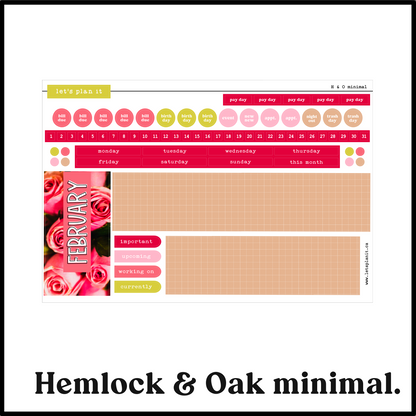 Monthly Kit: February | 8 layout options | February or Blank