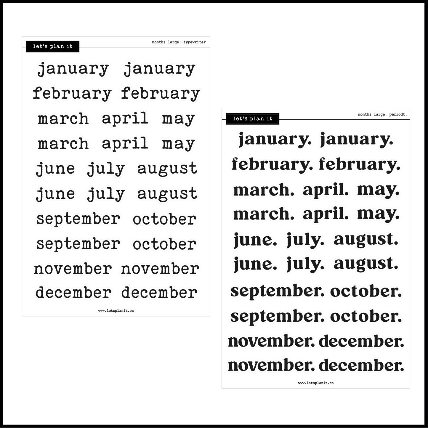 -- Months Scripts | 12 font choices