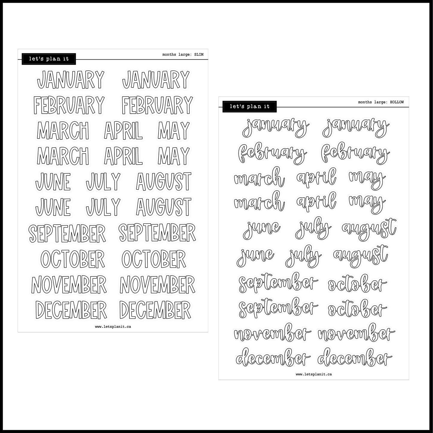 -- Months Scripts | 12 font choices