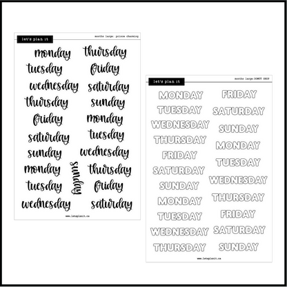 Weekday Scripts | 12 font choices | 2 paper types