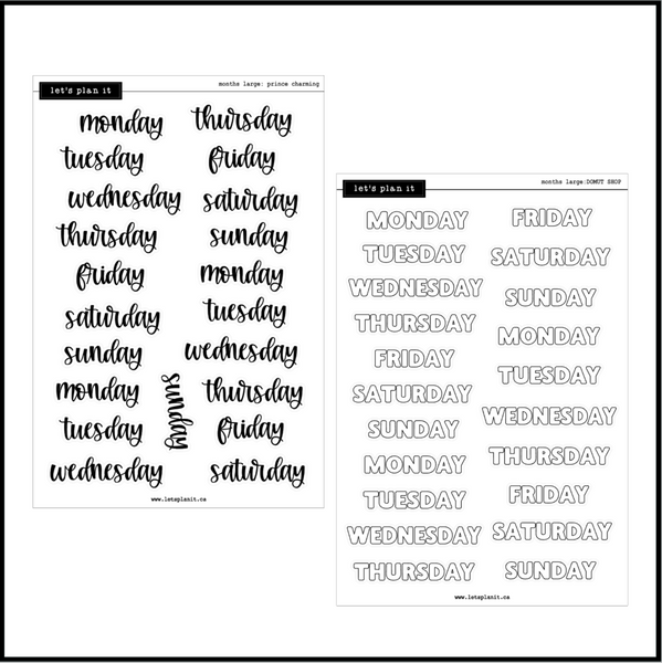 Weekday Scripts | 12 font choices!