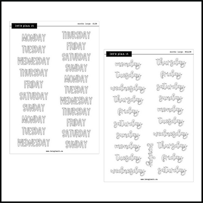 Weekday Scripts | 12 font choices | 2 paper types