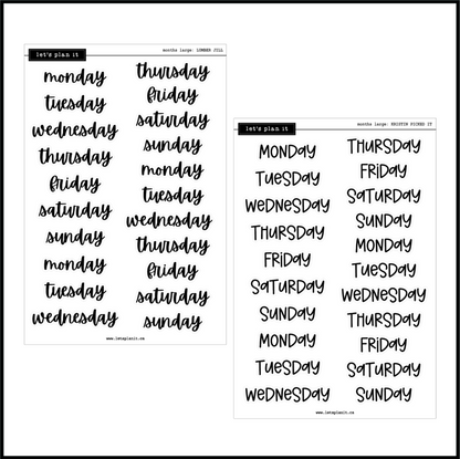 Weekday Scripts | 12 font choices | 2 paper types