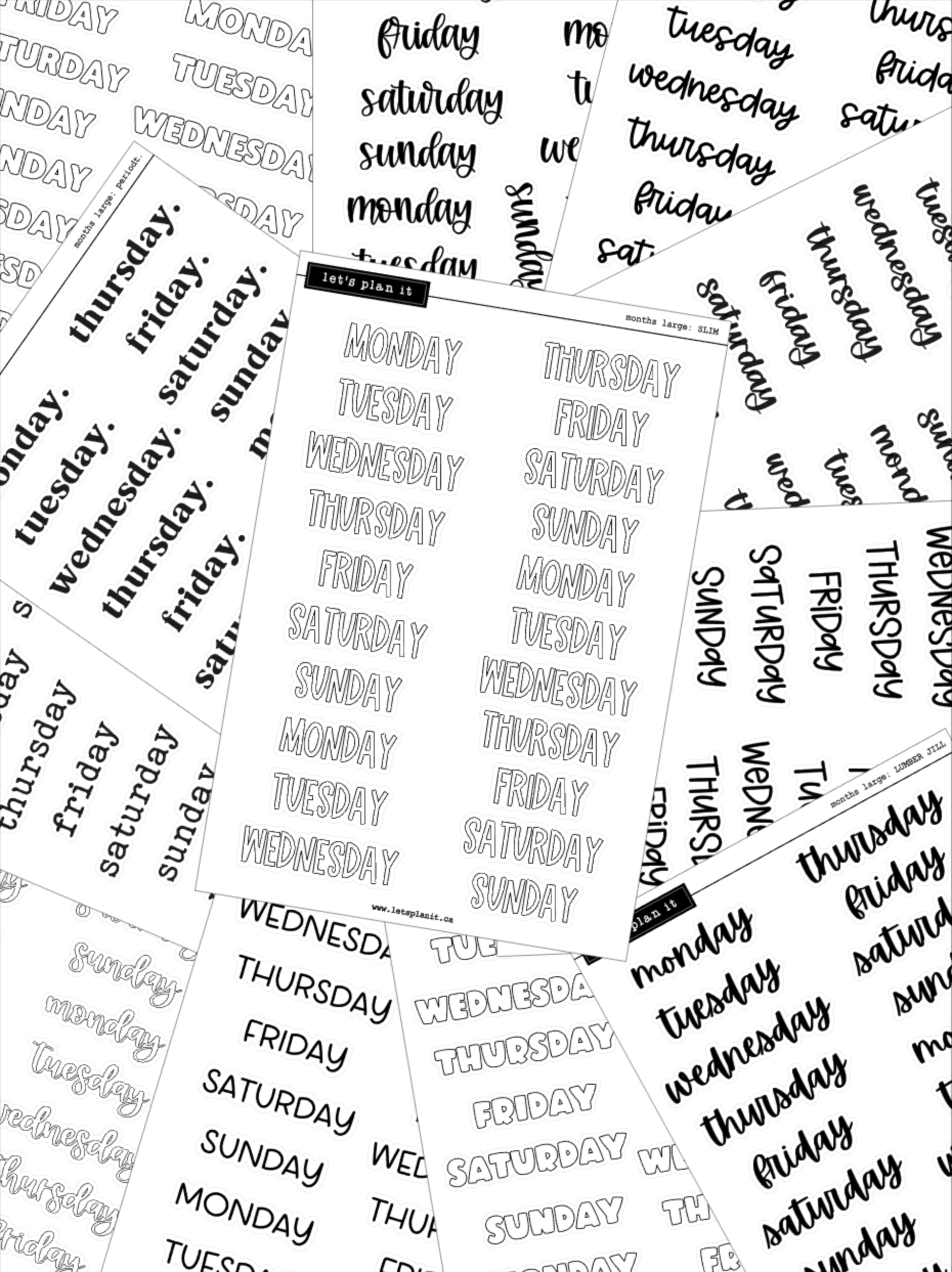 Weekday Scripts | 12 font choices | 2 paper types – LetsPlanIt