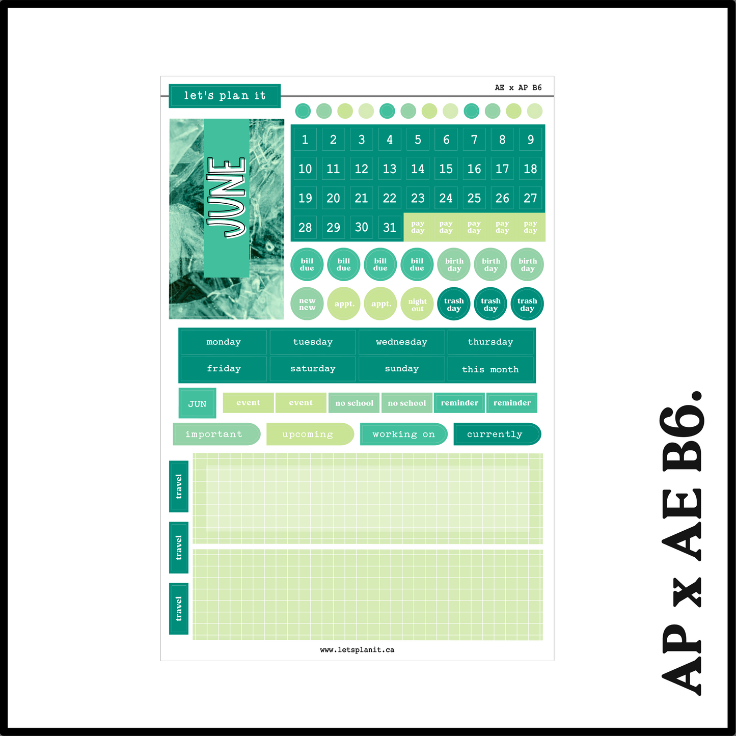 Monthly Kit: June | 8 layout options | June or Blank